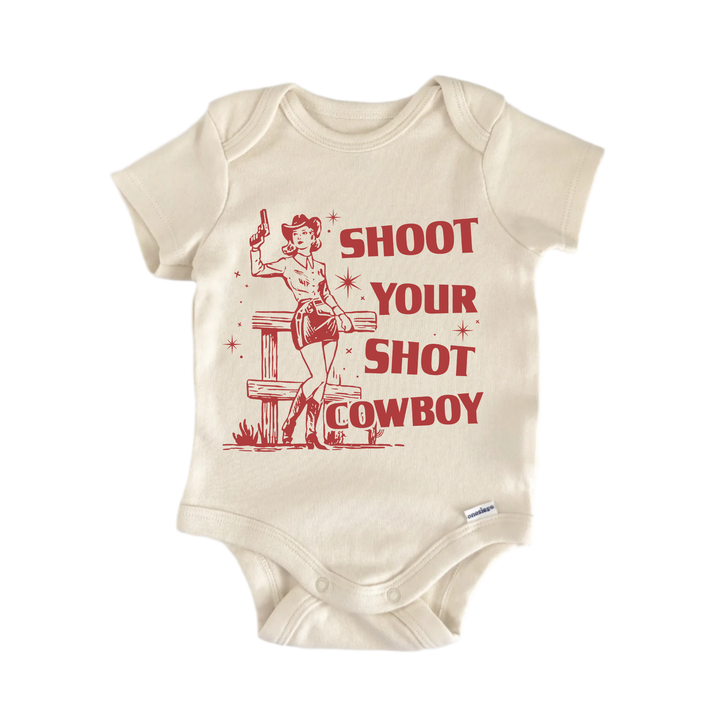 Shoot Shot Cowboy - Baby Bodysuit  Funny Cute Onesie® | North Fork Forager LLC