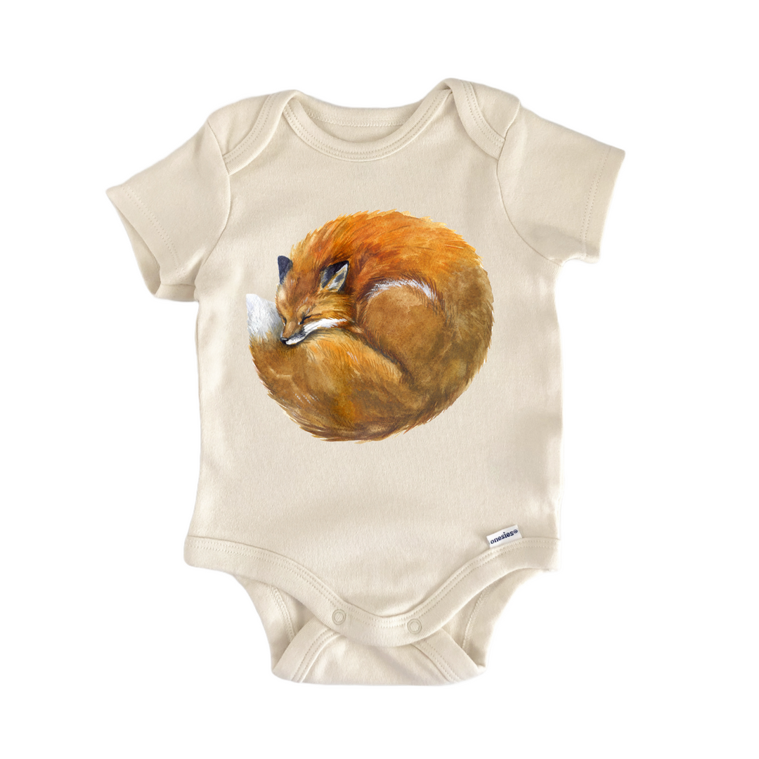 Sleeping Fox Woodland Animal - Baby Bodysuit  Funny Cute Onesie® | North Fork Forager LLC