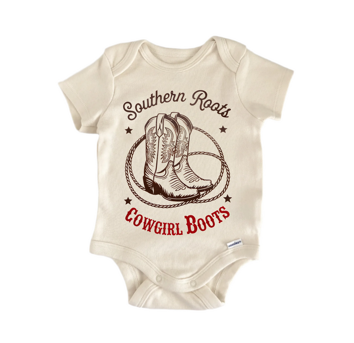 Southern Roots Cowgirl Boots - Baby Bodysuit  Funny Cute Onesie® | North Fork Forager LLC