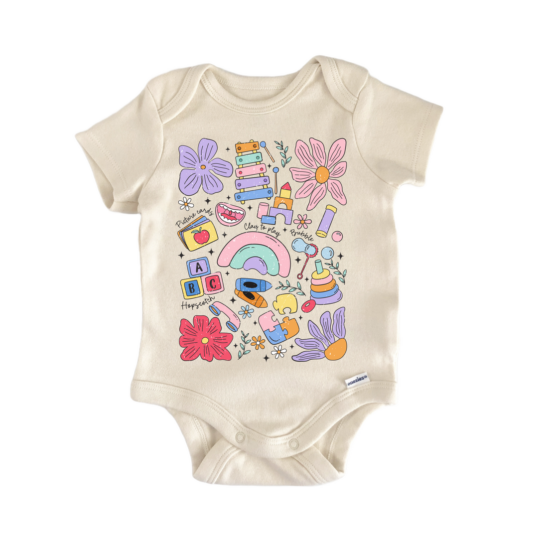 Speech Therapist Therapy Slp Icons - Baby Bodysuit  Funny Cute Onesie® | North Fork Forager LLC