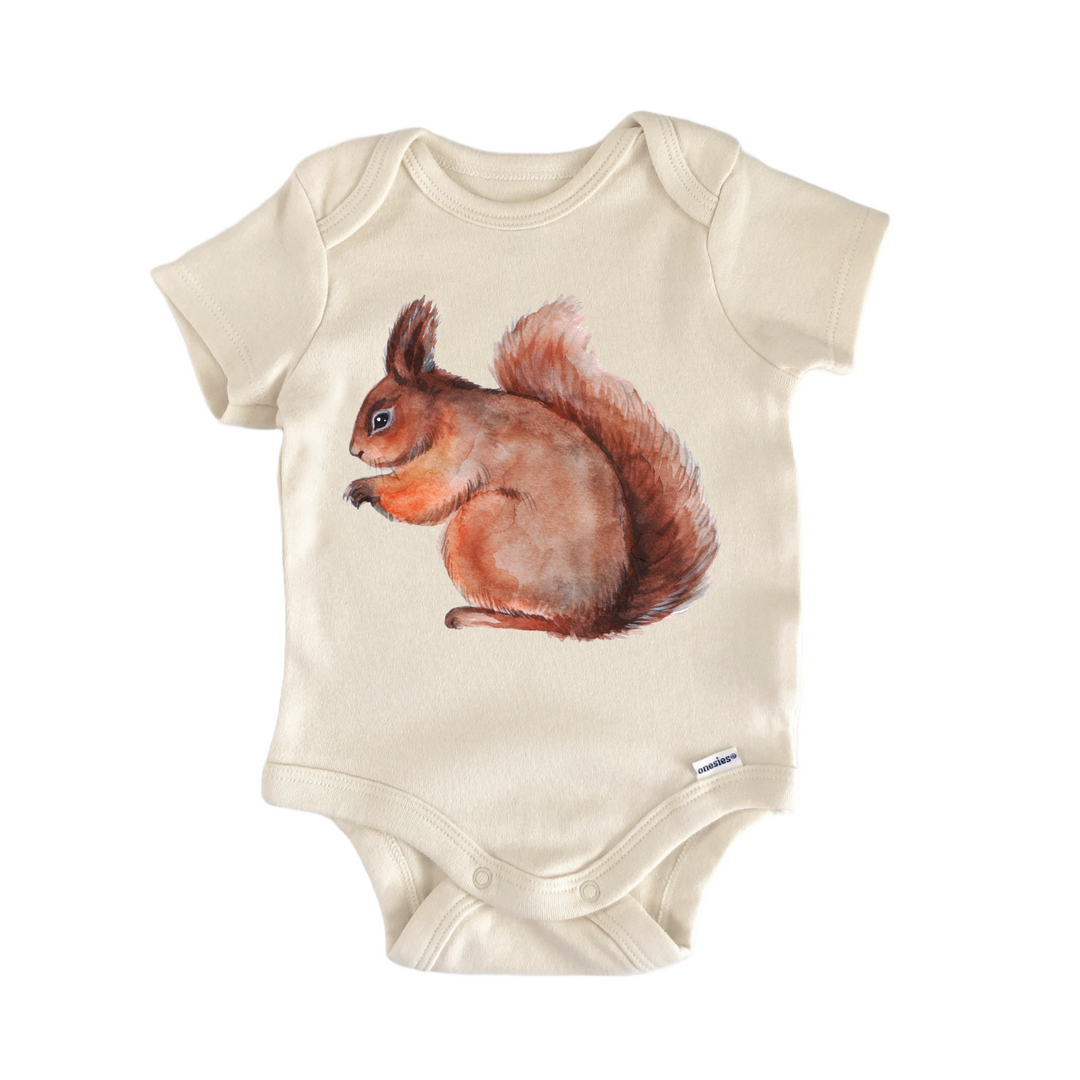 Squirrel Minimalistic Woodland Animal - Baby Bodysuit  Funny Cute Onesie® | North Fork Forager LLC