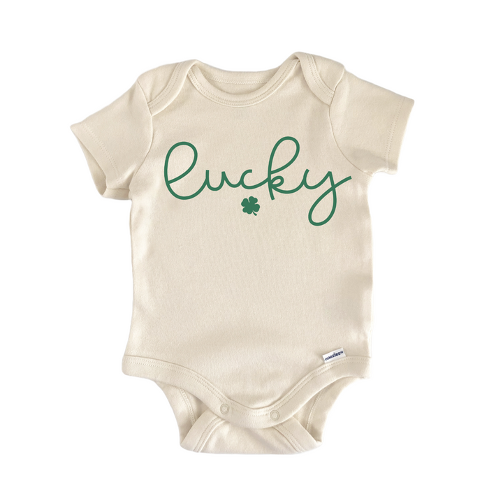 St. Patricks Day Lucky Script Newborn Baby Onesie® Onesie®