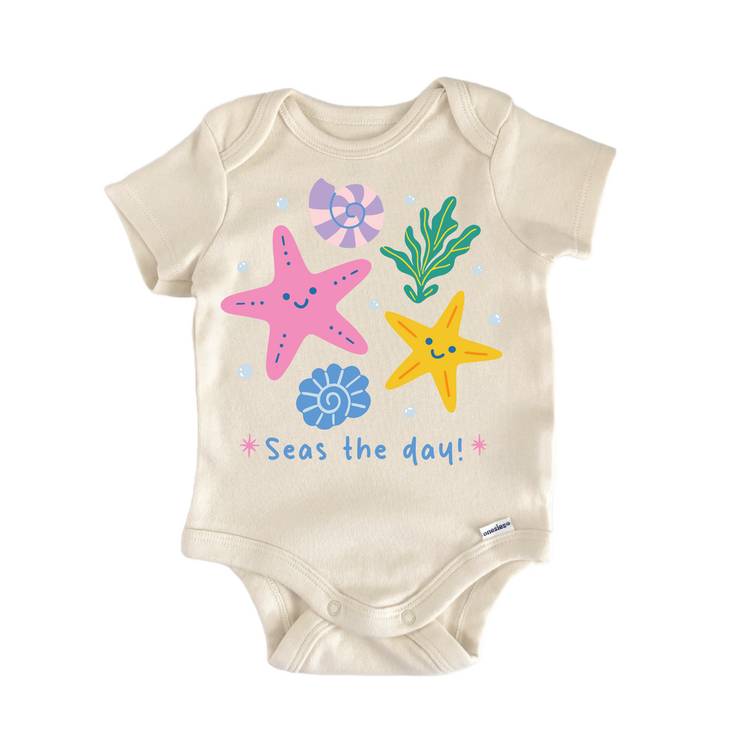 Starfish Seashell Sea Ocean - Baby Bodysuit  Funny Cute Onesie® | North Fork Forager LLC