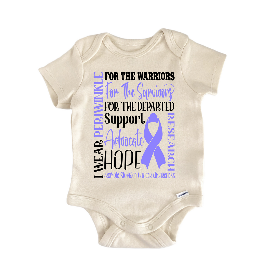 Stomach Cancer Awareness Periwinkle Ribbon - Baby Bodysuit  Funny Cute Onesie® | North Fork Forager LLC