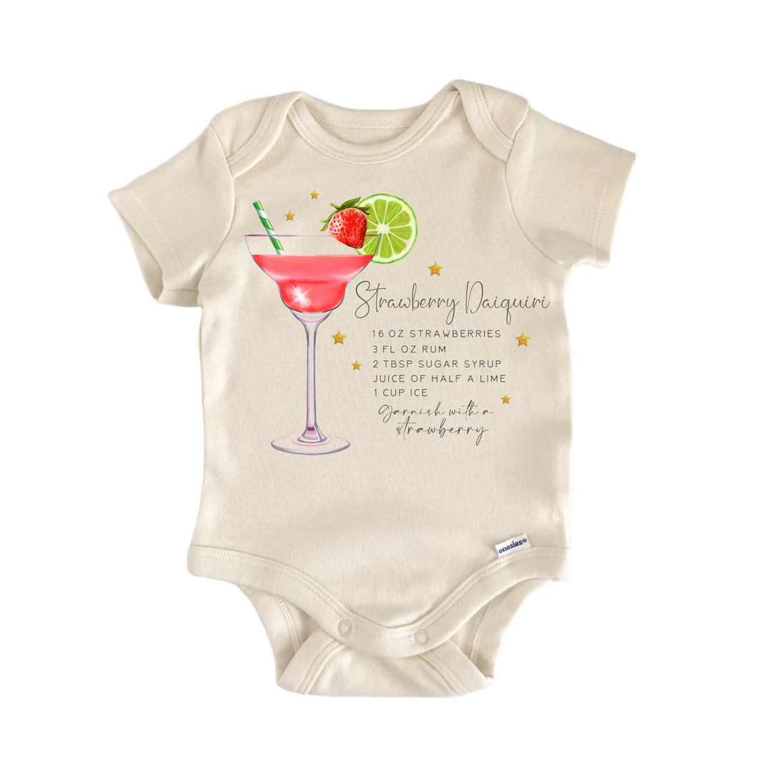 Strawberry Daiquiri Rum Cocktail - Baby Bodysuit  Funny Cute Onesie® | North Fork Forager LLC