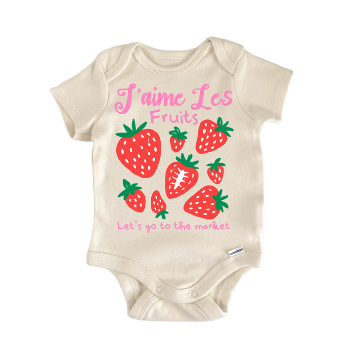 Strawberry France French Fruit Market - Baby Bodysuit  Funny Cute Onesie® | North Fork Forager LLC