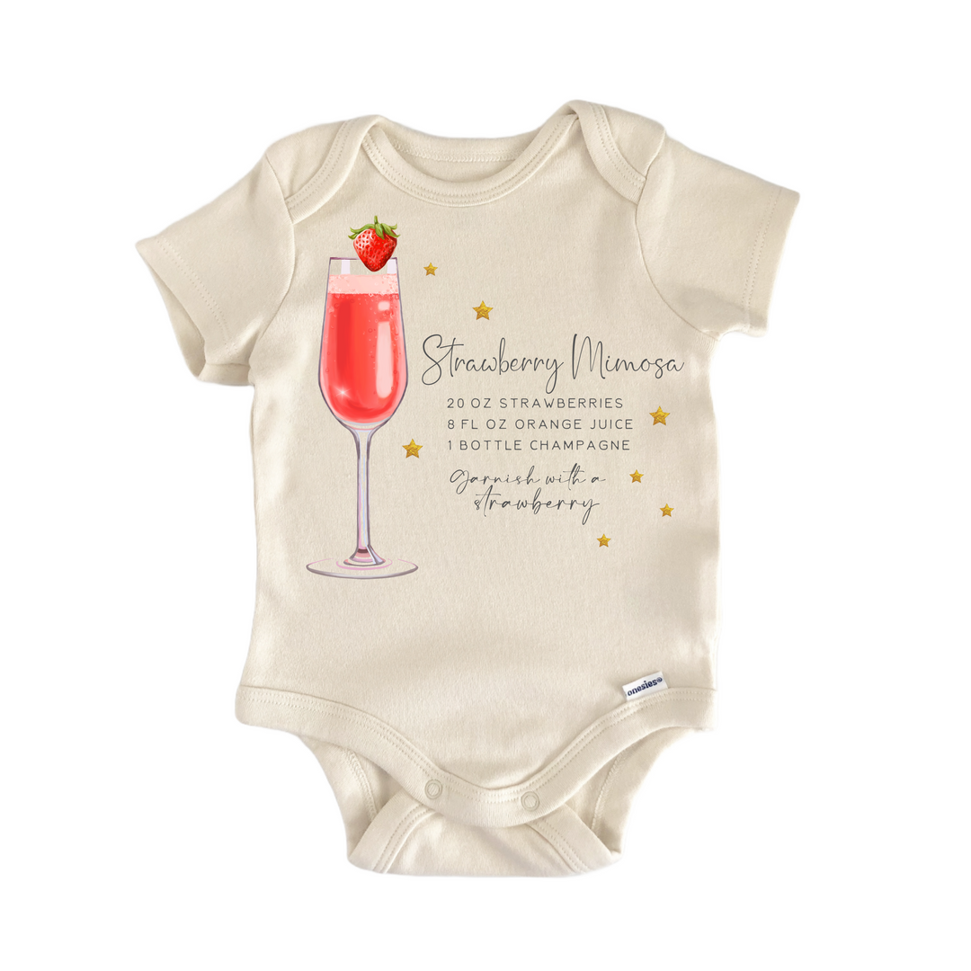 Strawberry Mimosa Champagne Cocktail Oj - Baby Bodysuit  Funny Cute Onesie® | North Fork Forager LLC
