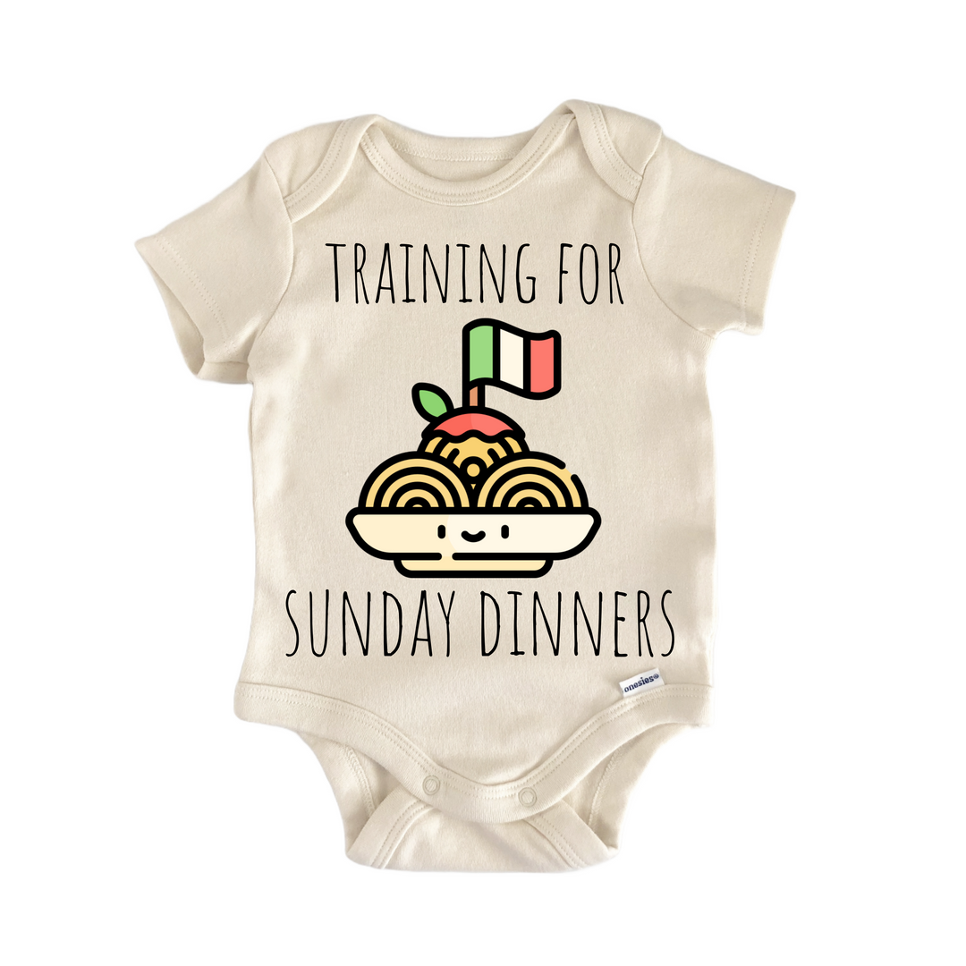 Sunday Dinner Italian Italy - Baby Bodysuit  Funny Cute Onesie® | North Fork Forager LLC