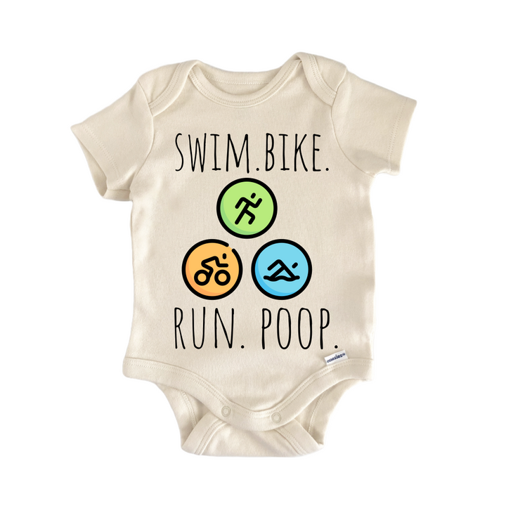 Swim Bike Run Triathlon - Baby Bodysuit  Funny Cute Onesie® | North Fork Forager LLC