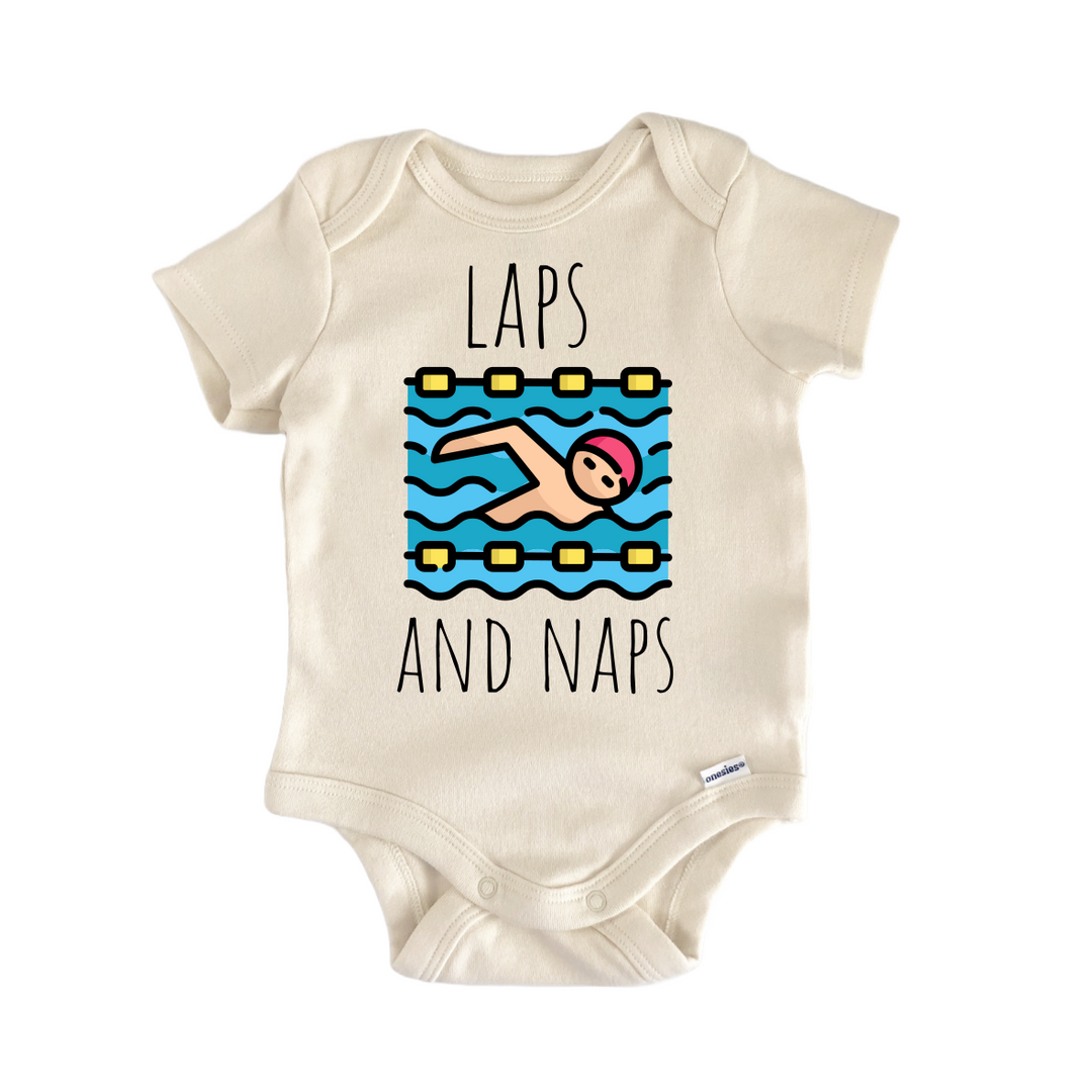 Swimming Swimmer Laps - Baby Bodysuit  Funny Cute Onesie® | North Fork Forager LLC