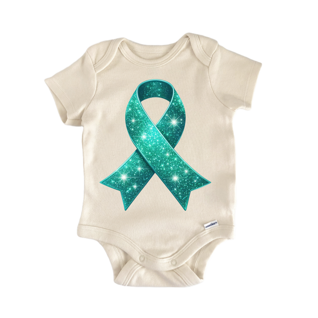 Teal Ribbon Awareness - Baby Bodysuit  Funny Cute Onesie® | North Fork Forager LLC