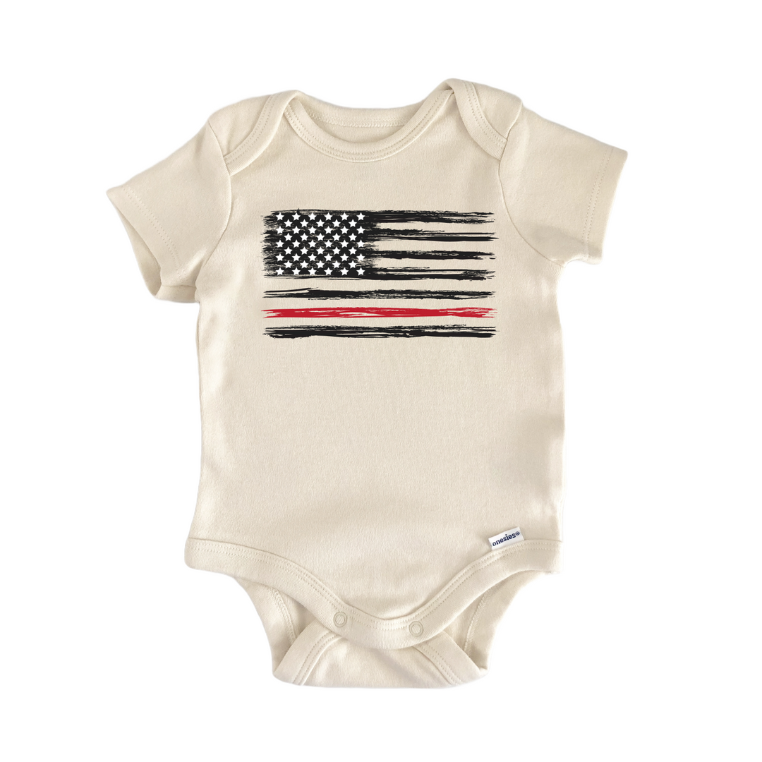 Thin Red Line Firefighter Newborn Baby Onesie® Bodysuit