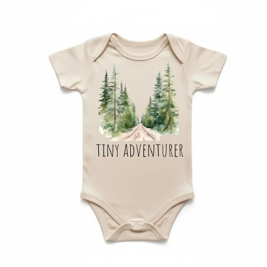 Tiny Adventure Trail Outdoors - Baby Boy Girl Clothes Infant Bodysuit Funny Cute Newborn  Funny Cute Onesie® | North Fork Forager LLC