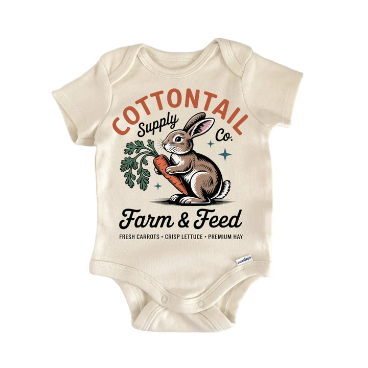 Vintage Farm Cottontail Easter Newborn Baby Bodysuit