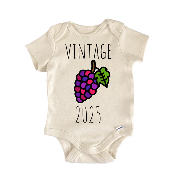 Vintage Wine Grapes 2025 - Baby Bodysuit  Funny Cute Onesie® | North Fork Forager LLC