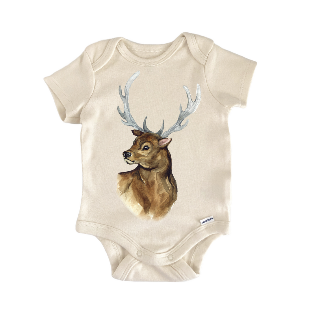 Watercolor Deer Hunting Hunter Animal - Baby Bodysuit  Funny Cute Onesie® | North Fork Forager LLC
