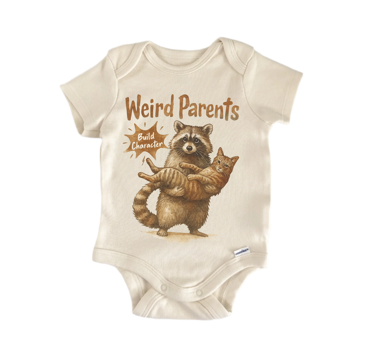 Weird Parents Cat Raccoon Feral Newborn Baby Onesie® Bodysuit