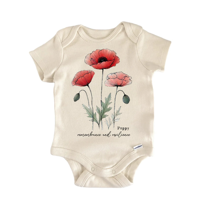 Wildflower Poppy Newborn Baby Bodysuit